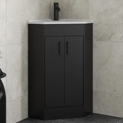 Alpine Black Double Door Corner Vanity Unit 585mm