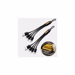 Dewalt 3 in 1 Multi Head USB Charger Cable iPhone Android Charging Lead X 2