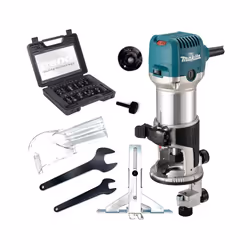 Makita RT0702CX4 1/4" Router Trimmer with Trimmer Guide 240V + 12PC Trend Set