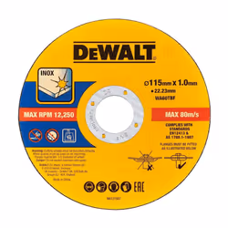 Dewalt 115mm 4.5" 1mm Thin INOX Metal Cutting Disc 22mm Bore Flat Disc - Single
