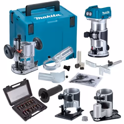 Makita DRT50ZJX3 18v Cordless Brushless Router Trimmer + Plunge Base + Trend Set