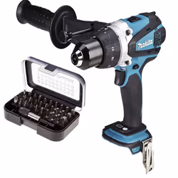 Makita DHP458 DHP458Z 18v Lithium Ion LXT Combi Hammer Drill + 30PC Bit Set