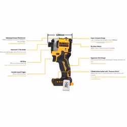 Dewalt DCF850N 18v XR Brushless Compact Impact Driver + 5ah POWERSTACK Battery - Additional view 4