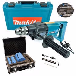Makita 8406 Diamond Core Drill Rotary Percussion 110V + Plumbing 8 PC Core Set