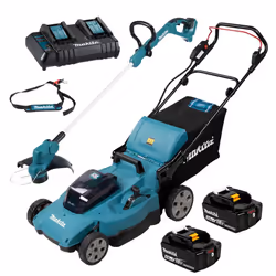 Makita Twin 18V / 36V 530mm Push Lawn Mower X2 5AH + DUR193Z 18V Line Strimmer