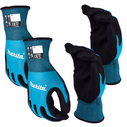 Makita Gloves Fitknit Cut Level 1 Nitrile Coated Dipped 2 Pairs XL Extra Large