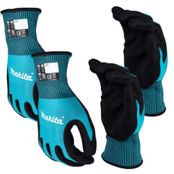 Makita Gloves Fitknit Cut Level 1 Nitrile Coated Dipped Breathable 2 Pairs Large