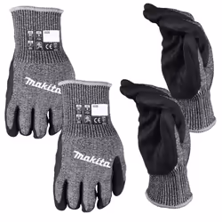 Makita Advanced FitKnit Large Cut Level 7 Nitrile Coated Dipped Gloves x2 Pair