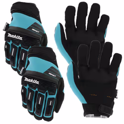 Makita Advanced Impact Demolition Gloves Touchscreen Smart Phone Compatible - Large, 2 Pairs