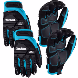 Makita Advanced ANSI 2 Impact-Rated Demolition Gloves  Touchscreen Compatible - Large, 2 Pairs