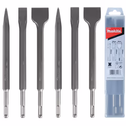 Makita 6 Piece SDS Plus Point Bullet Cold Flat Scaling Chisel Set Masonry 250mm