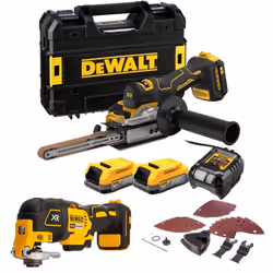 Dewalt DCM200E2T 18v XR Cordless Brushless Bandsaw Sander + DCS355N Multi Tool