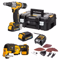 Dewalt DCF414E2T Brushless 18v XR 1/4 63mm Riveter + 2x Bat + DCS355N Multi Tool