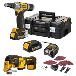 Dewalt DCF414E2T Brushless 18v XR 1/4 63mm Riveter + 2x Bat + DCS355N Multi Tool