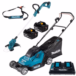 Makita DLM432PT2 Twin 18v 36v LXT Cordless 43cm Lawn Mower 2x5ah+ DUR193 Trimmer