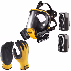 Dewalt P3 Filter Full Face Dust Mask Respirator Med + Gloves + Extra P3 Filters