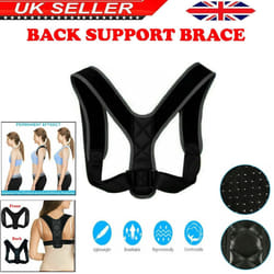 Unisex Adjustable Magnetic Posture Corrector Brace Back Support Shoulder Belt UK
