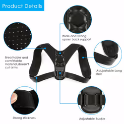 Unisex Adjustable Magnetic Posture Corrector Brace Back Support Shoulder Belt UK