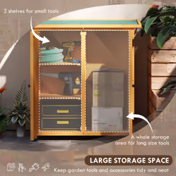Outsunny Wood Garden Storage Shed Tool Cabinet Organizer w/ Shelves, Yellow