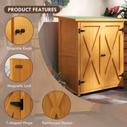 Outsunny Wood Garden Storage Shed Tool Cabinet Organizer w/ Shelves, Yellow