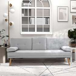 HOMCOM 3 Seater Sofa Bed Scandi Style Recliner Adjustable Back Middle Table