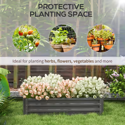 Outsunny Raised Garden Bed Metal Patio Backyard Flower Planter Light Grey - Additional view 7