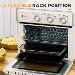 HOMCOM 20L Mini Oven with Adjustable Temperature, 60 Min Time 1400W, Cream