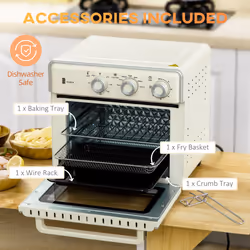 HOMCOM 20L Mini Oven with Adjustable Temperature, 60 Min Time 1400W, Cream - Additional view 4