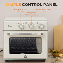 HOMCOM 20L Mini Oven with Adjustable Temperature, 60 Min Time 1400W, Cream - Additional view 5