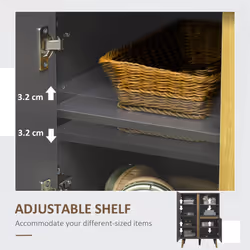 HOMCOM Storage Cabinet Sideboard with Tempered Glass Adjustable Shelves