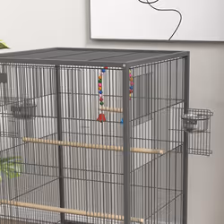 PawHut Bird Cage with Rolling Stand for Small Birds - Grey - Additional view 6