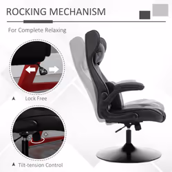 Vinsetto Gaming Chair Home Office Chair w/ Swivel Pedestal Base Lumbar Support - Additional view 4