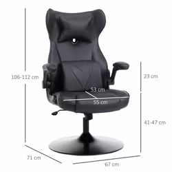 Vinsetto Gaming Chair Home Office Chair w/ Swivel Pedestal Base Lumbar Support - Additional view 8