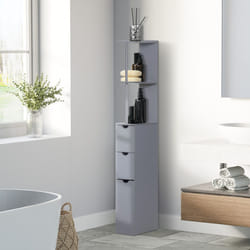 HOMCOM Tall Bathroom Storage Cabinet with Shelf and Drawers, Grey