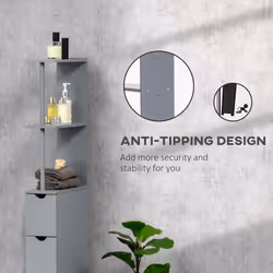 HOMCOM Tall Bathroom Storage Cabinet with Shelf and Drawers, Grey - Additional view 4
