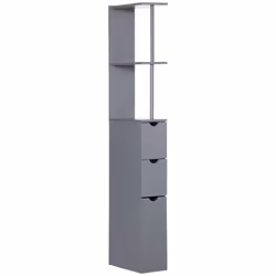 HOMCOM Tall Bathroom Storage Cabinet with Shelf and Drawers, Grey - Additional view 8