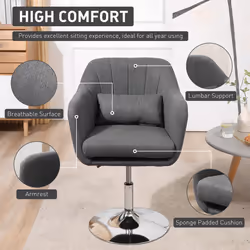 HOMCOM Stylish Retro Linen Swivel Tub Chair Steel Frame Cushion Seat Dark Grey - Additional view 4