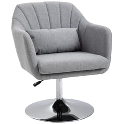 HOMCOM Stylish Retro Linen Swivel Tub Chair Steel Frame Cushion Seat Light Grey