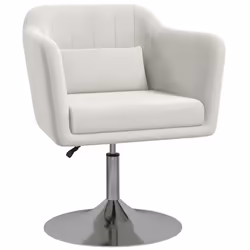HOMCOM Stylish Retro Linen Swivel Tub Chair Steel Frame Cushion Seat Cream Whit