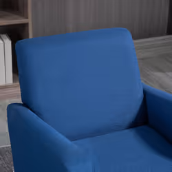 HOMCOM Modern Armchair Accent Chair with Rubber Wood Legs for Bedroom Blue - Additional view 6