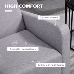 HOMCOM Modern Armchair Accent Chair with Rubber Wood Legs for Bedroom Light Grey - Additional view 4