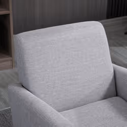 HOMCOM Modern Armchair Accent Chair with Rubber Wood Legs for Bedroom Light Grey - Additional view 7