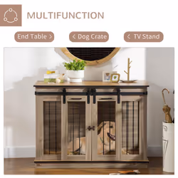 PawHut Dog Crate for Large Dogs, Double Dog Cage for Small Dog, Oak Tone