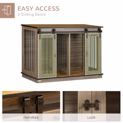PawHut Dog Crate for Large Dogs, Double Dog Cage for Small Dog, Oak Tone - Additional view 4