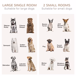 PawHut Dog Crate for Large Dogs, Double Dog Cage for Small Dog, Oak Tone - Additional view 6