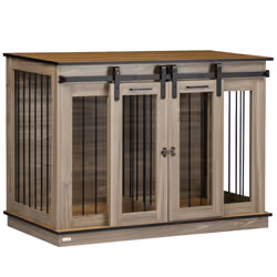 PawHut Dog Crate for Large Dogs, Double Dog Cage for Small Dog, Oak Tone - Additional view 8