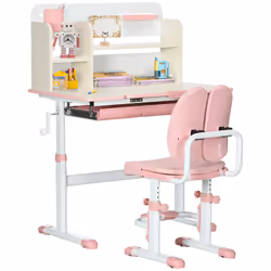 HOMCOM Kids Desk and Chair Set with Storage Shelves, Washable Cover - Pink - Additional view 8