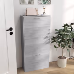 HOMCOM Slim Shoe Storage Cabinet with 3 Flip Drawers, Grey