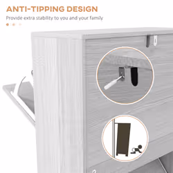 HOMCOM Slim Shoe Storage Cabinet with 3 Flip Drawers, Grey - Additional view 5