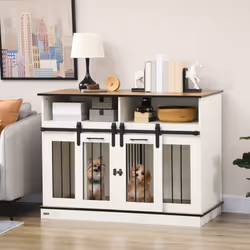 PawHut Dog Crate Furniture for Small and Large Dogs with Movable Divider, White